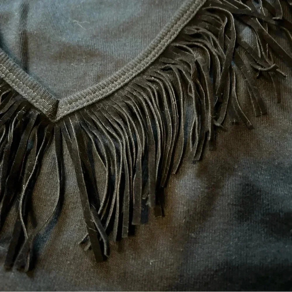 Harley Davidson Womens Small Black Fringe V-Neck Sleevless Tank Top EUC Kentucky - Picture 3 of 6